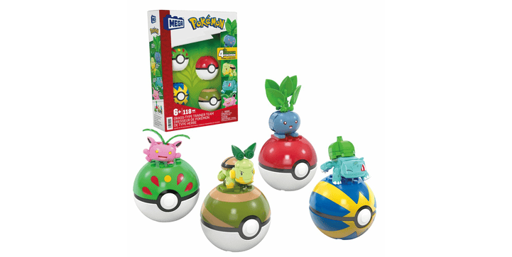 MEGA Pokémon 4er Set - Bisasam Chelast Hoppspross und Myrapla