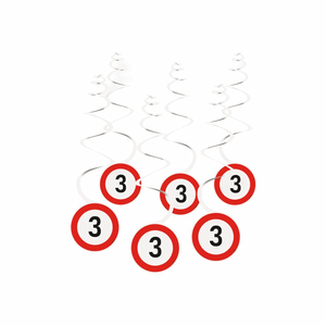 Amscan 6 Dekospiralen mit Zahlenaufklebern Baustellen Party