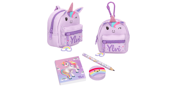 Ylvi Einhorn Rucksack mit Schreibset ( lila )