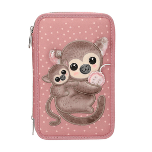 TOPModel 3 Fach Federtasche Affen Applikation JUICY