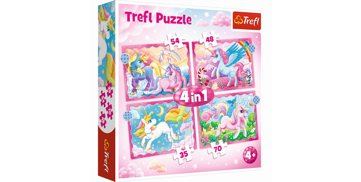 Trefl 4 in 1 Puzzle - Einhörner