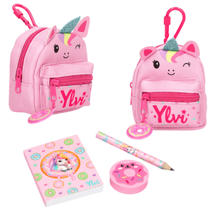 Ylvi Einhorn Rucksack mit Schreibset ( rosa )