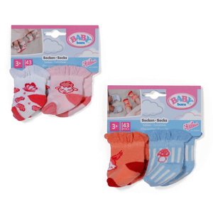 BABY born 2er Pack Socken Lamm-Motiv - Rosa/Weiß oder Blau/Rot
