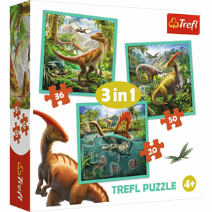 Trefl 3 in 1 Puzzle - Dinosaurier