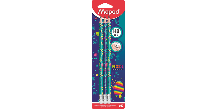 Maped Bleistift PIXEL PARTY HB mit Radiergummikopf x 6