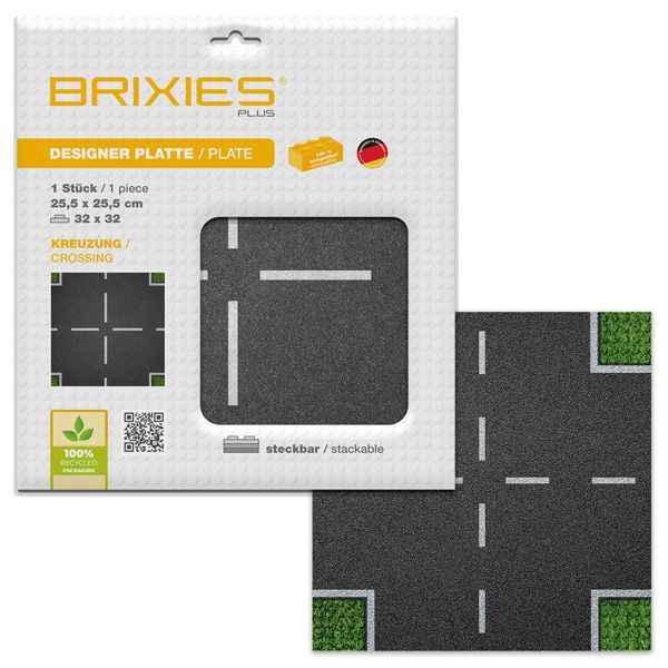BRIXIES® Bodenplatte 32 x 32 cm Straße Kreuzung