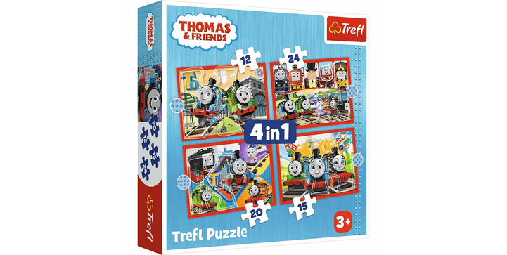 Trefl 4 in 1 Puzzle  12 + 15 + 20 + 24  - Thomas die Lokomotive