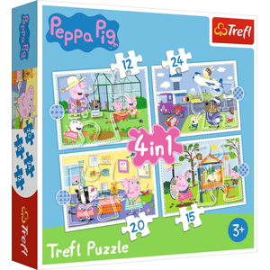 Trefl 4 in 1 Puzzle 12 + 15 + 20 + 24 Teile  - Peppa Pig