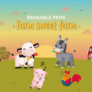 LEGAMI löschbarer Gelschreiber - Farm (Kuh, Schwein, Esel, Hahn)