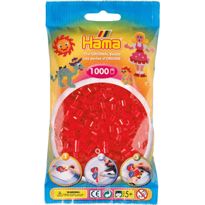 Hama Perlenbeutel.1.000 Stck. transparent Rot