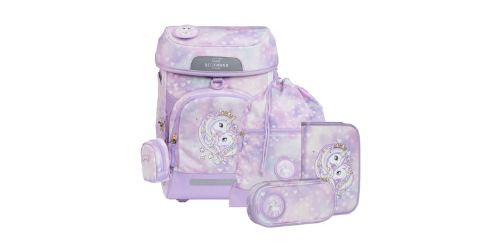 Beckmann Schulrucksack Plus Air 6-teiliges Set - Unicorn Princess Purple