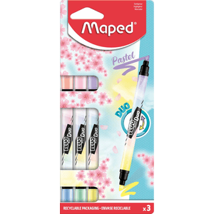 Maped Doppelseitiger Textmarker-Stift FLUO DUO PASTELL x 3