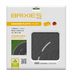 BRIXIES® Bodenplatte 32 x 32 cm Straße Kurve