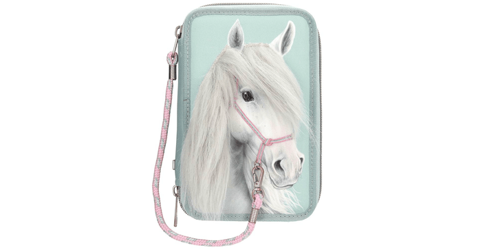 Miss Melody 3 Fach Federtasche mit Pferdekopf Applikation