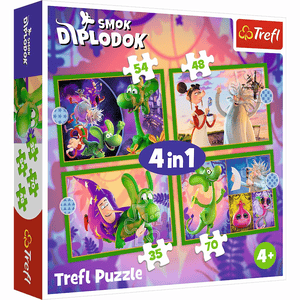 Trefl 4 in 1 Puzzle - Neugieriger Diplodocus