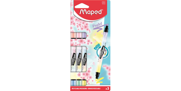 Maped Doppelseitiger Textmarker-Stift FLUO DUO PASTELL x 3