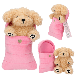 TOPModel Plüsch Hund im rosa Schlafsack ( Hündchen langhaar )