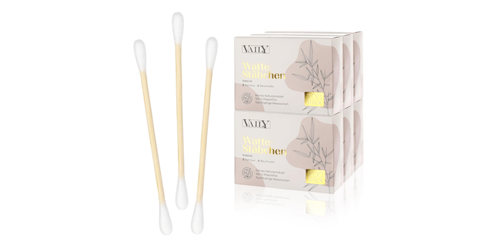 Vaily Wattestäbchen aus Bambus 100% Baumwolle 6 x 200 Stück