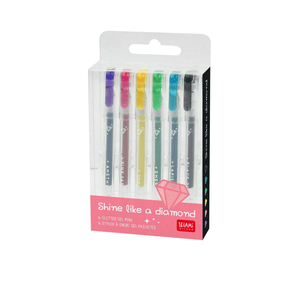 Legami Shine Like a Diamond - 6er-Set aus glitzernden Mini-Gelstiften