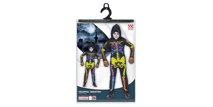 Widmann Kostüm Buntes Neon Skelett - Größe 128  - 5 bis 7 Jahre