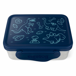 ergobag Edelstahl-Brotdose Blau Dinosaurier